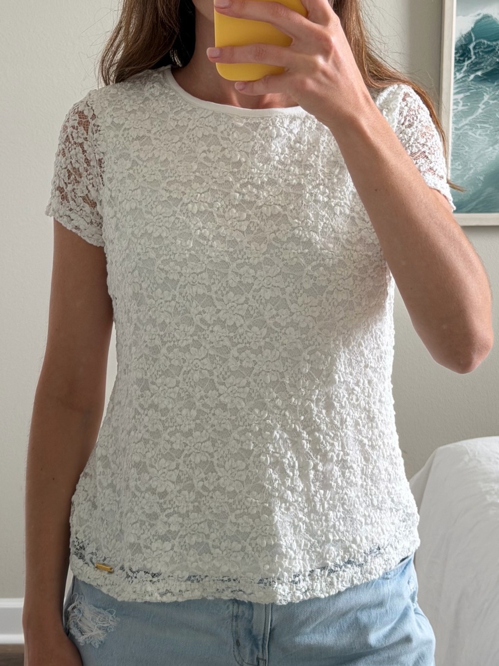 Calvin Klein White Textured Short Sleeve Tee